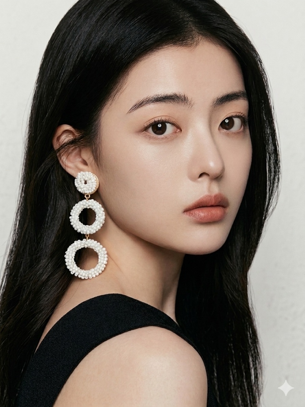 BaubleBar White Beaded Hoop Drop Earrings - Summer Statement